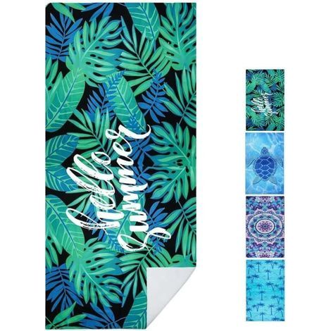 Grande Serviette de Plage 180 x 80 cm, Grande Serviette de Plage en Microfibre, éponge à Rayures (1/4)