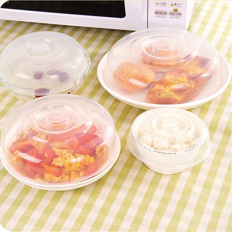 Mikrowellenabdeckung aus transparentem PP-Material, lebensmittelecht, mit praktischem Griffdesign, sicher und hygienisch, schützt vor Spritzern, extra groß (23 cm). (1/5)