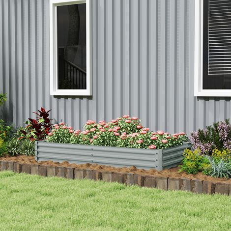 Potager surélevé en acier galvanisé, 180 x 90 x 30 cm, argent (1/5)