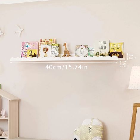 (TK658-MS9109) Étagère murale bohème, étagère flottante en bois pour chambre d'enfant, décoration murale pour chambre de bébé, étagère d'exposition à bord festonné pour le rangement (1/5)