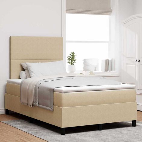 LED Boxspringbett Hellgrau und Weiß 120 x 190 cm Cordstoff