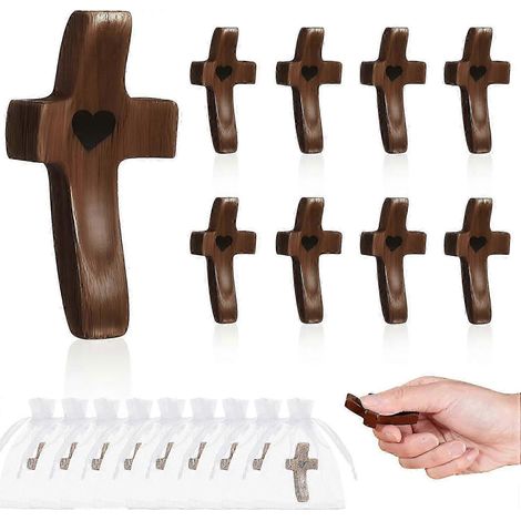 Set de 9 Croix en Bois de Cèdre - Cadeau de Foi Inspirant, Croix de Prière Portable, Outil de Détente pour Réconfort et Soutien Spirituel
