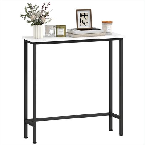 Console blanche et noire à plateau effet marbre et cadre en métal (1/5)