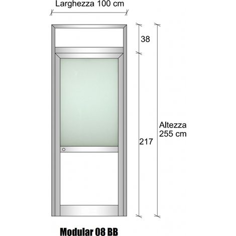 Modulo Continuativo Parete Divisoria in Alluminio e Vetro Satinato Bachelite con Porta - H2550xL1000 mm - Colore Grigio Mix ITALFROM (1/4)