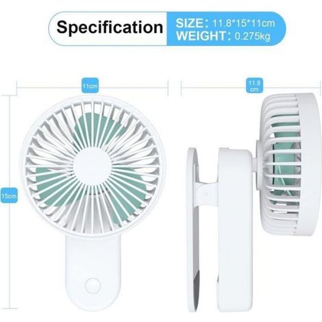 Ventilateur à Pince - Support Magnétique - Batterie 4000 mAh - 3 Vitesses - USB Rechargeable - Portable pour Vélo Voiture Bureau - 1 Pièce (1/4)