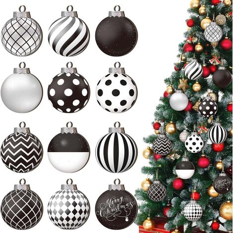 Boules De Noël - Bois Naturel - 2,48 Pouces - Motifs Rayures Et Points - Décoration Arbre De Noël Et Intérieur - Lot De 24 Pièces (1/3)