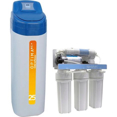 Confezione di addolcitore automatico volumetrico da 25 litri + attrezzatura per osmosi inversa a 5 stadi