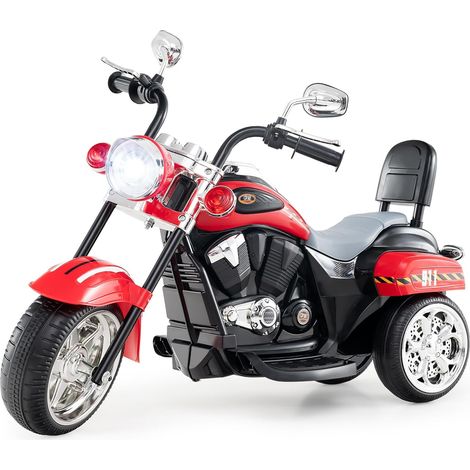 COSTWAY 6V Moto Elettrica per Bambini, Moto Cavalcabile con 3 Ruote e Luci,per 3 Anni+, Rosso (1/5)