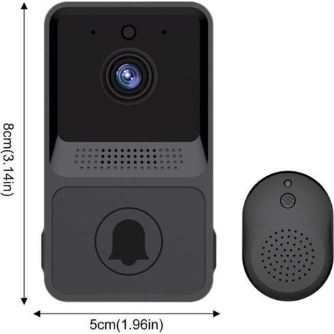 Sonnette Vidéo - Sans Fil - Caméra 1080P - Vision Nocturne Infrarouge - Batterie Rechargeable 800 mAh - Compatible Alexa Et Google Assistant - 1 Pièce (1/5)