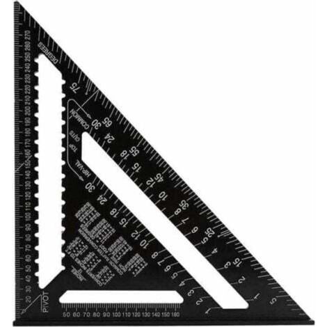 Professionelles metrisches Dreiecksquadrat, 30 cm/300 mm hochpräzises Zimmermannsquadrat, Zimmermannswinkellineal aus Aluminiumlegierung, Holzbearbeitungsmesswerkzeug, Geschwindigkeitsquadrat, Schwarz (1/4)