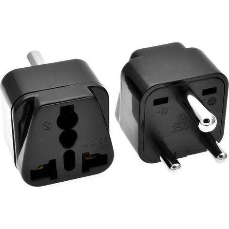 Adaptateur de prise de voyage de type M pour l'Afrique du Sud/l'Inde, avec mise à la terre sécurisée (0-10 A, 250 V). (1/5)