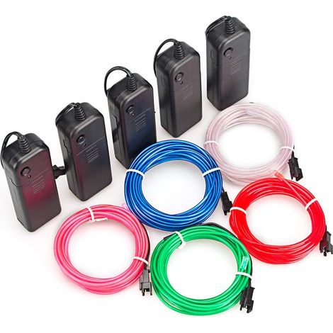 5x3M EL Fil Néon à Pile EL Câble Guirlande Lumineuses 3 Mode Éclairage Fix Clignotant Stroboscope Tube Fluo EL Wire - MMCD-ZGL-05033 (1/5)