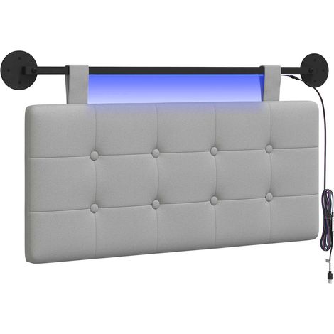 Testiera Testata del letto sospesa Con luce LED Grigio Nuvola Tessuto (1/5)