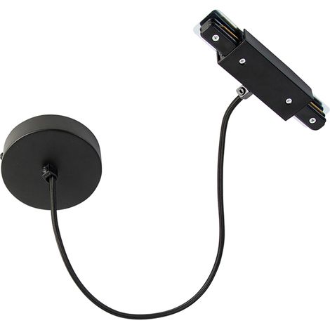 QAZQA Alimentation électrique I avec plaque de montage ronde pour rail monophasé noir - Jeana