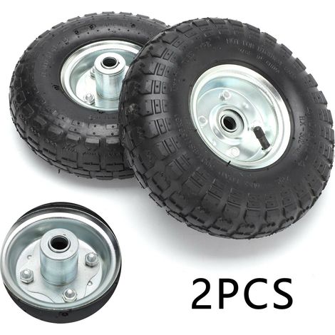 2PCS Wheelbarrow Wheel Heavy Duty Replacement Wheel Spare Hand Cart Wheels 10" 4.10/3.50-4 Pneumatic Tyre for Sack Truck Cart (1/5)
