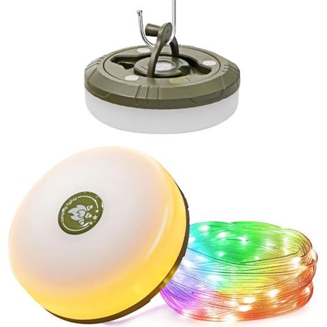 Guirlande lumineuse de camping 3 en 1 rechargeable (8 m), guirlande lumineuse d'extérieur portable RVB (1/5)