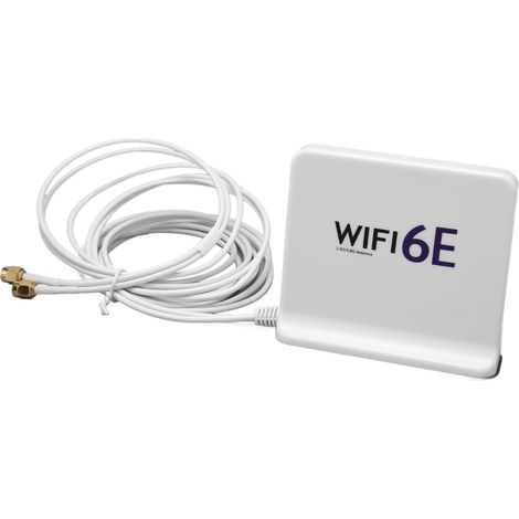 Antenne omnidirectionnelle WiFi 6E à gain élevé de 4 dBi pour carte réseau WiFi 2,4 GHz et 5,8 GHz avec port SMA (blanche) (1/5)