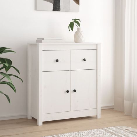 Buffet,Placard de cuisine,Meuble de rangement Blanc 70x35x80 cm Bois massif de pin -TZ16992 (1/5)