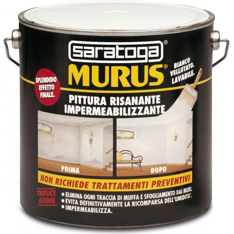 Murus 4lt pittura bianca lavabile risanante impermeabilizzante per interni ed esterni