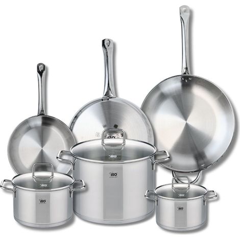 Ensemble de 3 Poêles de cuisson 24, 28 et 32 cm et 3 faitouts 16, 20 et 26 cm Elo Profi Citrin (1/5)