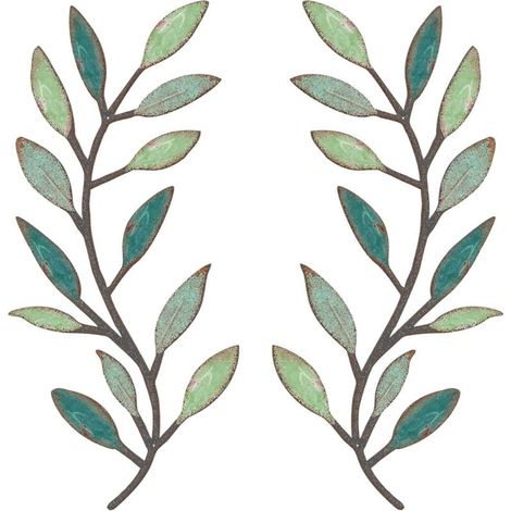 Set di 2 rami d'ulivo in metallo per decorazione murale, soggiorno, corridoio, uso esterno (colori vivaci) (1/4)