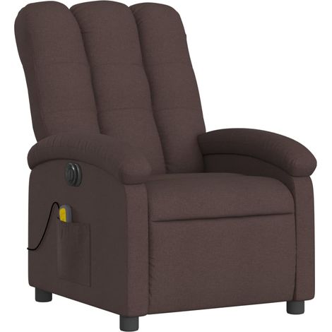 Poltrona relax TV reclinabile elettrica funzione massaggio 6 punti massaggio in tessuto testa di moro DEC027189