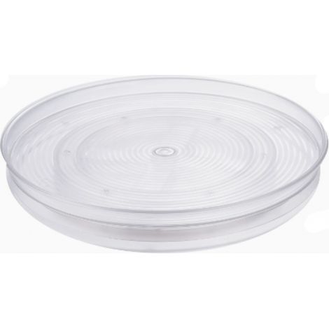 BRAVIX petit plateau pivotant en plastique sans BPA pour épices et ingrédients de cuisine, socle tournant pour le placard, transparent, 29 cm