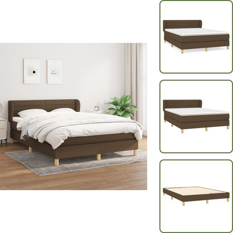Sommier à lattes de lit avec matelas Marron foncé 140x190 cm - Lit Plateforme - Lit Double - Matelas Ferme - Matelas Moelleux - Literie (1/5)