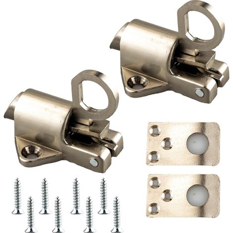 Lot de 2 verrous, verrou de fenêtre automatique avec vis de fixation, verrou de porte à ressort à fermeture automatique pour fenêtre de toilettes (1/5)