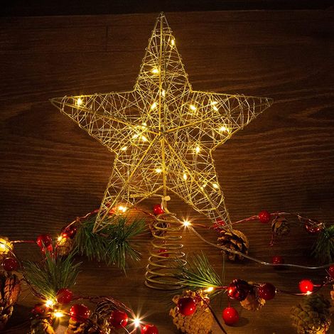 Étoile De Sommet Pour Sapin De Noël En Fer Avec 20 Led Blanc Chaud Décoration Intérieure 1 Pièce (1/5)