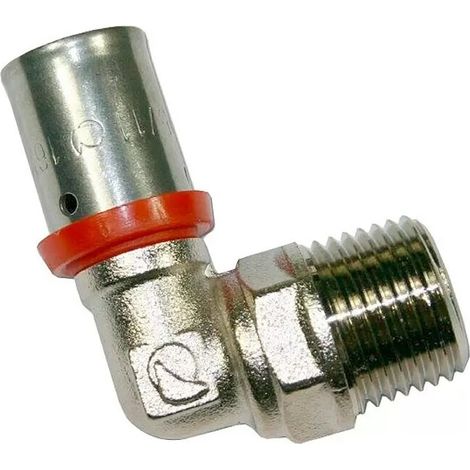 Gomito maschio 1/2" per tubo multistrato da 16 mm, utilizzo con aggraffatrice, grigio
