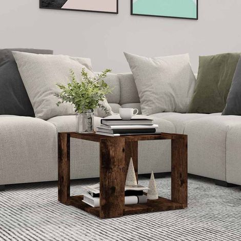 815168 vidaXL Coffee Table Smoked Oak 40x40x30 cm Engineered Wood (1/5)