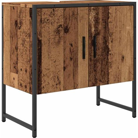 Armoire lavabo de salle de bain vieux bois 60x33x60 cm