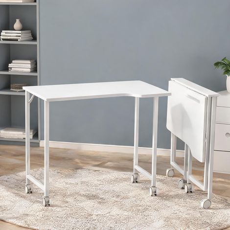 Bureau pliable en MDF sur roulettes 80 x 52 x 75 cm (1/5)