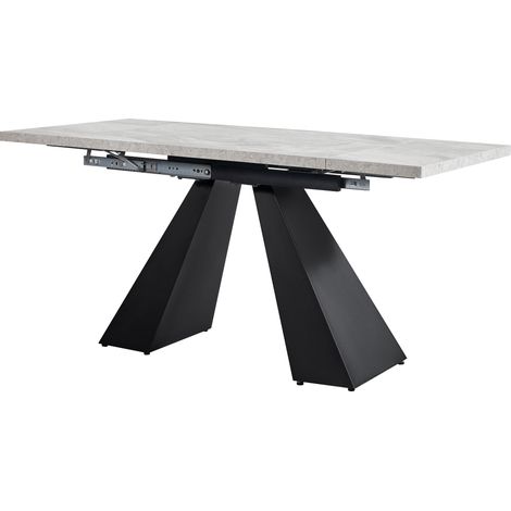 Table à manger extensible en MDF avec plateau gris et pieds en acier, 99-159 x 74 x 77 cm (1/5)
