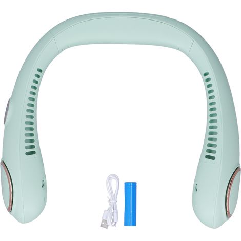 Ventilateur de cou portable avec affichage LED, sans pales, 3 vitesses, ventilation à 360°, bleu ciel, batterie 2000 mAh (1/5)