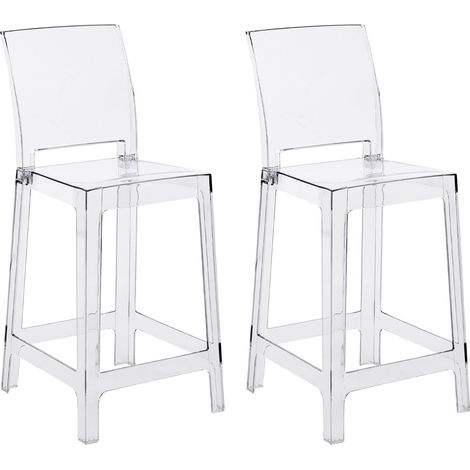 Set of 2 Bar Stools Transparent Plastic 100 cm Seat Counter Chair WELLINGTON (1/5)