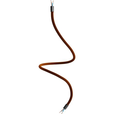Creative-Cables Kit Creative Flex flexibles Verlängerungsrohr (90 cm Länge, Ø 10 mm) – Stoffummantelung RM13 braun und schwarze Akzente – Mit Metallendstücken und Zubehör (1/5)
