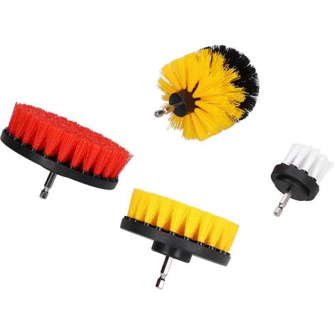Drill Brush Attachment Kit, Electric Scrubber for Cleaning Walls, Floors, Swimming Pools, Tiles, Carpets, Kitchen Sinks, Bathtubs, 4 Pieces (1/5)