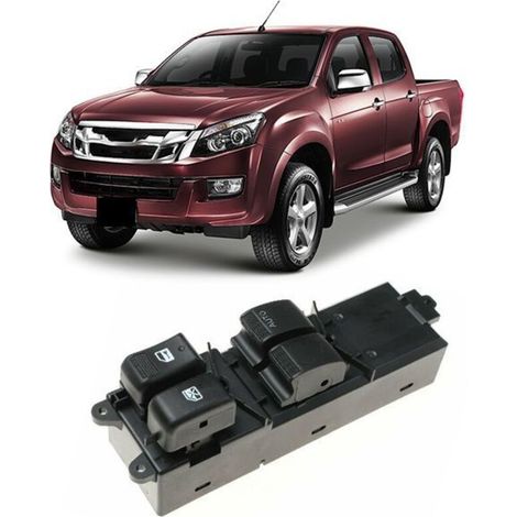 Un interrupteur principal de commande de lève-vitre électrique en ABS noir pour les modèles Isuzu 2 portes 2011-2019.