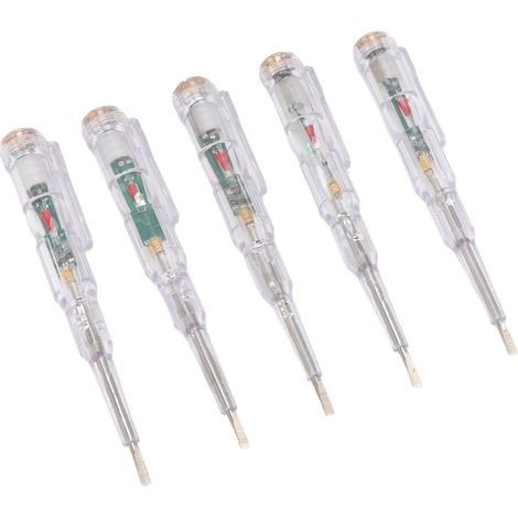 Ensemble de 5 stylos testeurs de tension, lampes LED multifonctionnelles haute luminosité, boîtier transparent, tournevis testeur de tension inductif
