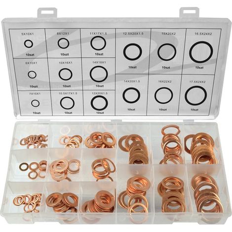 Juego de 150 arandelas de cobre (20) (1/4)