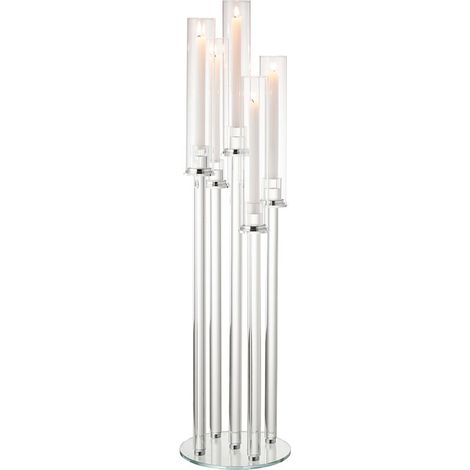 Chandelier 5 colonnes verre transparent 100x25x25cm
