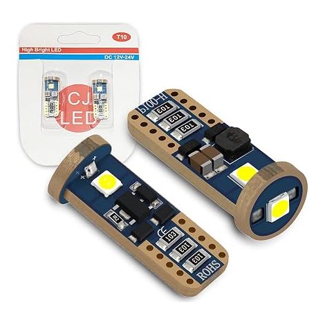 Ampoule LED W5W T10 Canbus anti erreur 194 168 501 LED Non-polarité 6000K blanc xénon carte dôme gant coffre stationnement position latéral plaque d'immatriculation Éclairage (1/5)