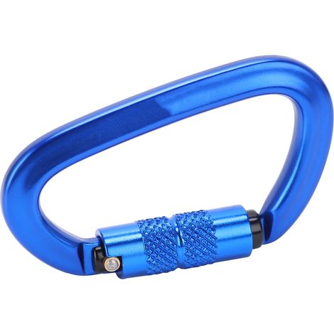 Aluminium-Kletterkarabiner mit automatischer Verriegelung, Drehverschluss, DR-Ring-Karabinerhaken für Wanderungen (Blauer Karabiner Nr. 9 mit automatischer Verriegelung) (1/5)