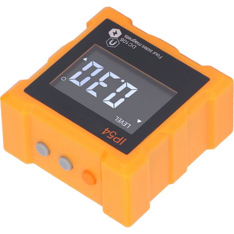Niveau électronique inclinomètre 4x90° écran LCD aimanté 4 faces mesure 360° 1300mAh orange ABS piles AAA (1/5)