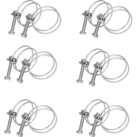 AMXCNOY Schlauchschellen aus Edelstahl 304, Doppeldraht, starke Befestigung für Rohre und Kabel, Silber 14-20 mm (12 Stück) (1/4)