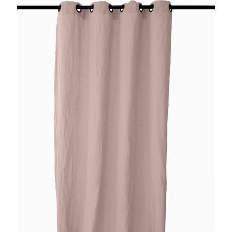 Rideau 8 oeillets lin lavé - Sonate Déco - 140 x 280 cm - Rose - Livraison gratuite