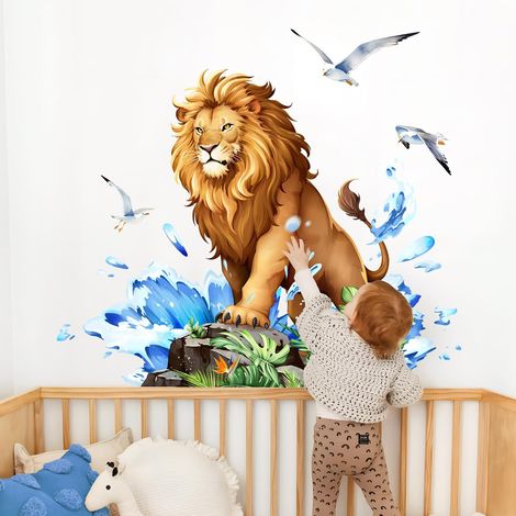 Stickers Muraux Lion Animaux de la Jungle Autocollant Mural Animal (1/5)