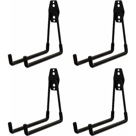 Lot de 4 crochets muraux en caoutchouc pour garage, charges lourdes, pour échelle, appareils, chaise, tuyau, vélos (noir)